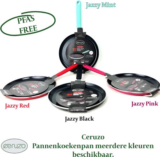 Ceruzo Pannenkoekenpan PFAS-vrij - 24 cm - Jazzy Red - Keramische Anti-aanbaklaag - Inductie -Flensjes