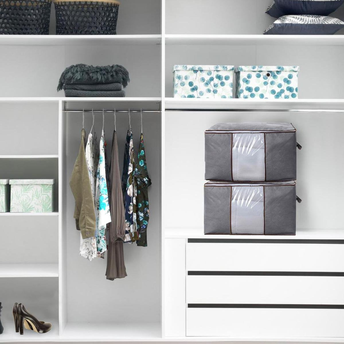 LifeGoods Opbergtas en Organizer - 4x 50L - 54x25x39 cm - Textiel - Grijs