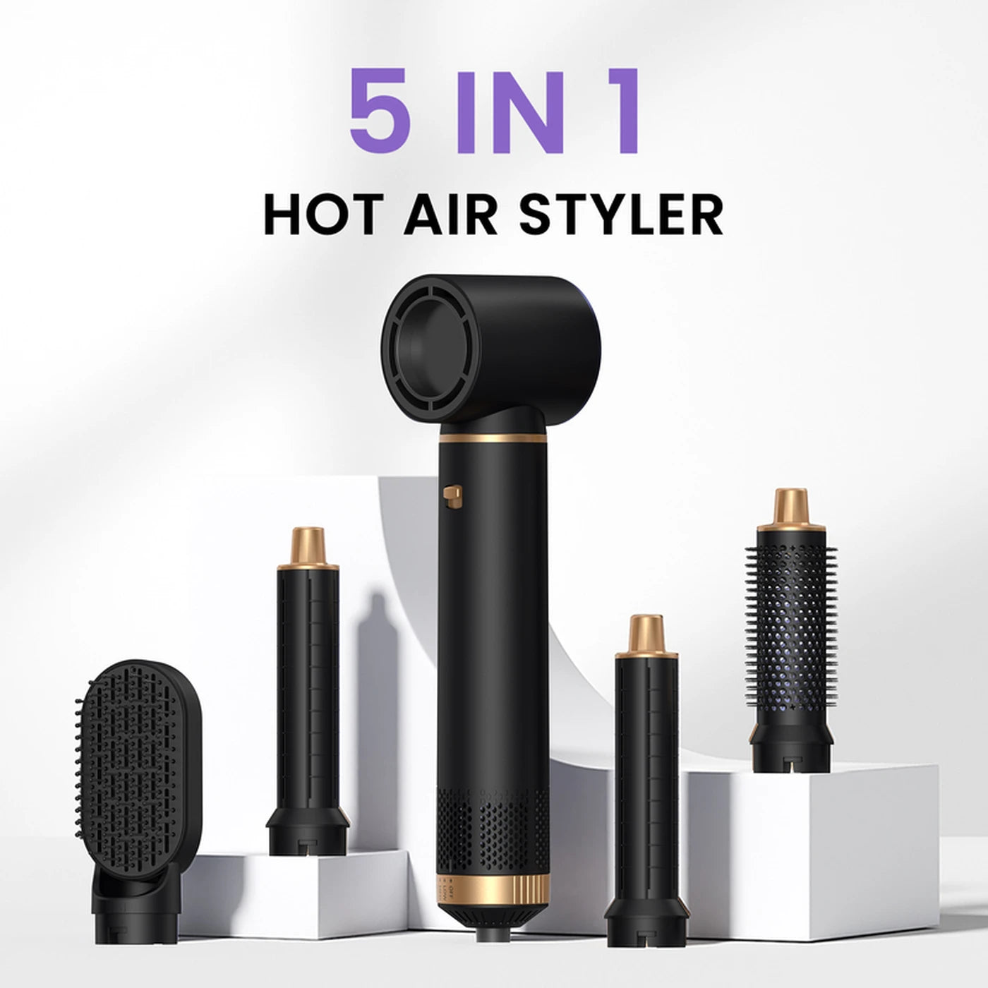 Atopskins 5-in-1 Haarstyler – Föhn, Krultang, Stijlborstel & Warmteborstel