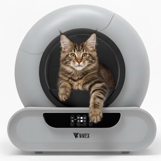 Vivex® Automatische Kattenbak – Zelfreinigende Kattenbak Inclusief App – 75L - incl Matje en 5 Rollen opvangzakjes - XXL