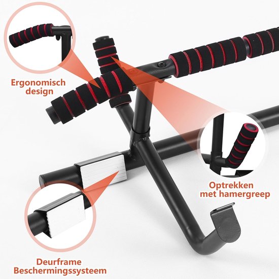 DH FitLife - Optrekstang voor deurkozijnen - Zonder schroeven - Incl. Slingtrainer - Voor deurkozijnen 70-92 cm