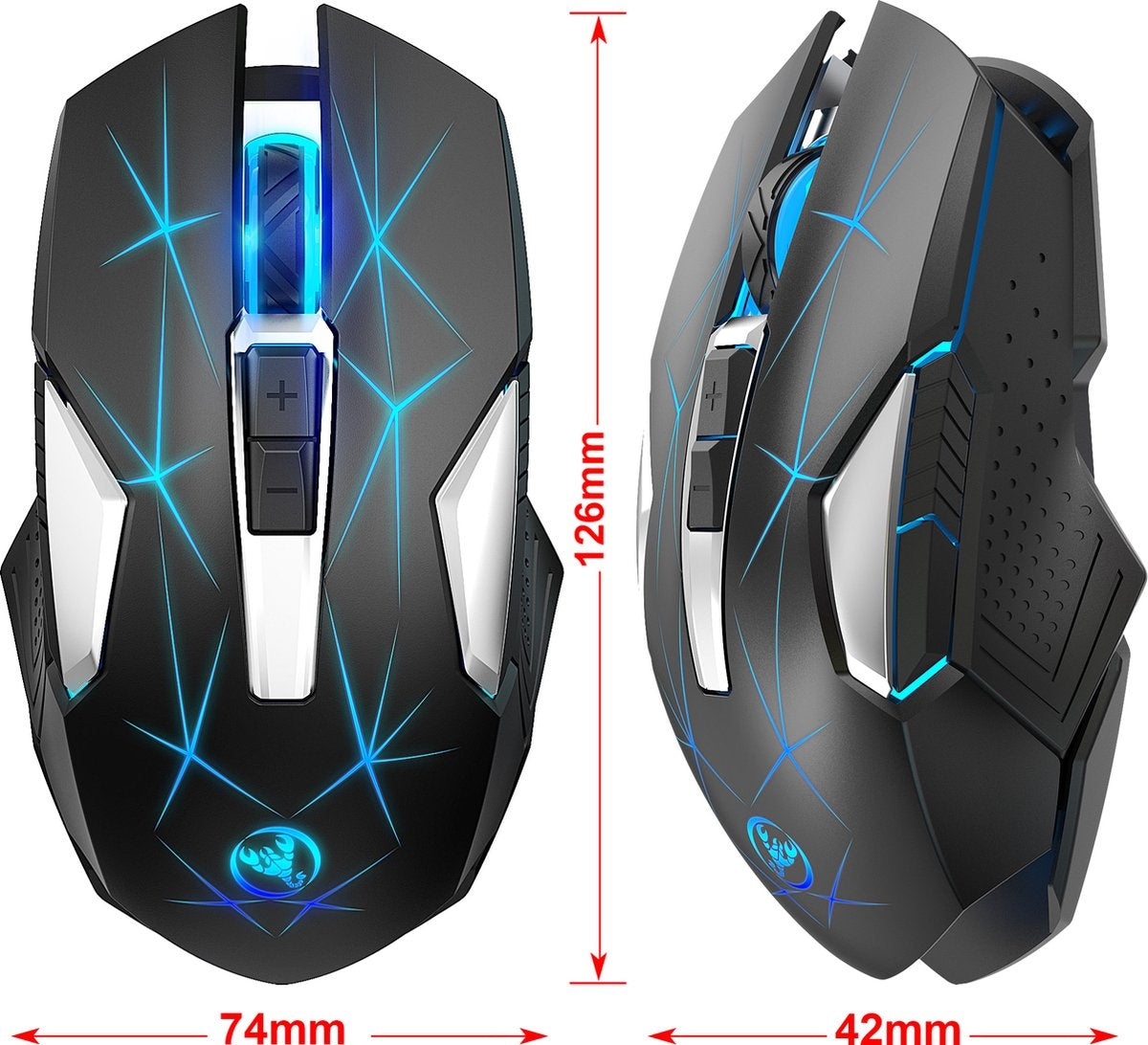 HXSJ T300 2.4G Draadloze Gaming Muis - Computermuizen - Ultra licht - Compact Voor Onderweg - RGB Verlichting - Zwart