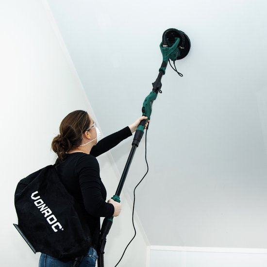 VONROC – Telescopische Plafondschuurmachine DS502AC – 1050W – Ø225 mm – Voor Plafond & Muur