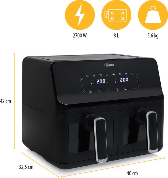 Tristar FR-9037 - Airfryer XXL - 6,2L - Met kijkvenster - 10 Bakprogramma's - PFAS-vrij