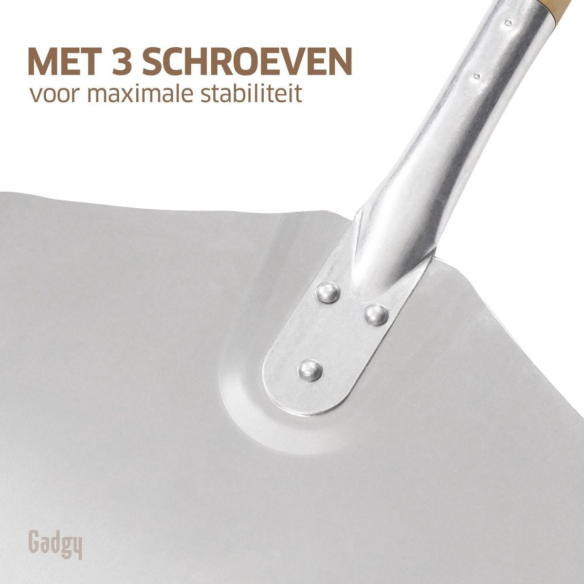 Gadgy Pizzaschep voor BBQ en Oven - Pizzaspatel - Vaderdag Cadeau - Lang Houten Handvat - Ophangbaar - Aluminium - XL 80 CM Lengte