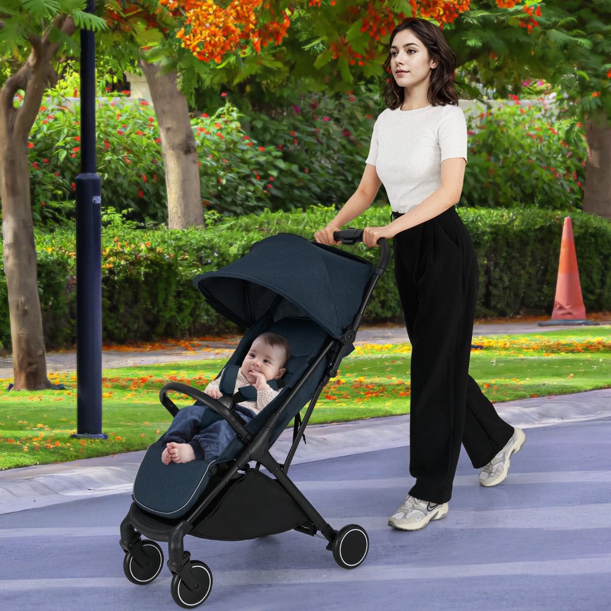 Coast Kinderwagen - lichtgewicht en compact - éénhandig inklapbaar - donkerblauw
