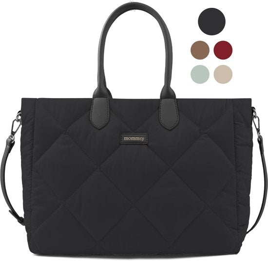 Mommsy Luiertas – Verzorgingstas – Mom Bag – Thermo Vak – Gewatteerde Puffer Stof – Mommy Bag – Extra Ruim – Waterafstotend – Organizer – Lichtgewicht – Zwart