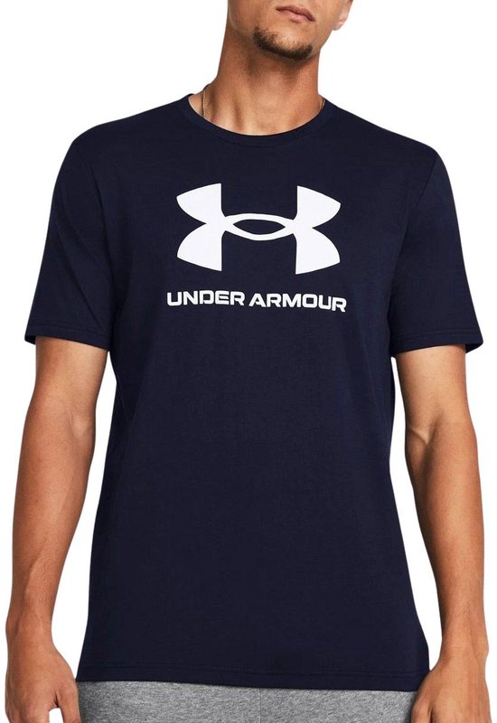 Under Armour UA SPORTSTYLE LOGO UPDATE SS-BLU Heren Sportshirt - Academy - Wit