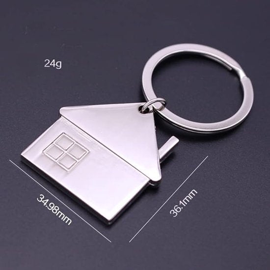 Sleutelringen met Ketting - 100 RVS Sleutelhanger Split Ringen - Sleutel Hanger Splitringen Set - 25 mm - 100 Stuks - Inclusief sleutelhanger met huisje