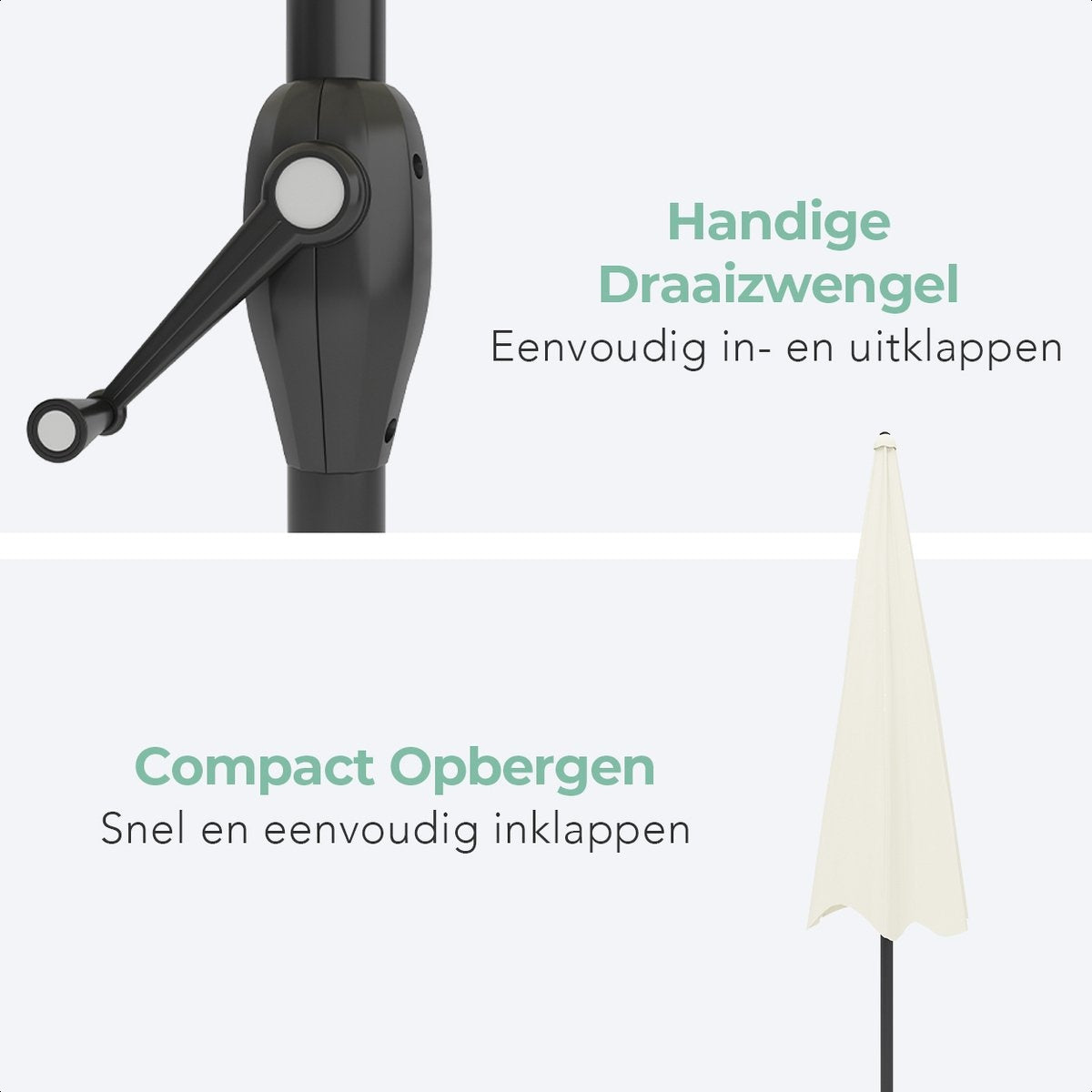 LifeGoods Parasol - Ø270 cm - 30° Kantelbaar - Waterdicht - met Hoes - Crème