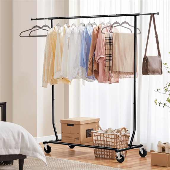 Yaheetech Kledingrek - Verstelbaar 129,5-189 cm - Verrijdbaar - 90 kg - Zwart
