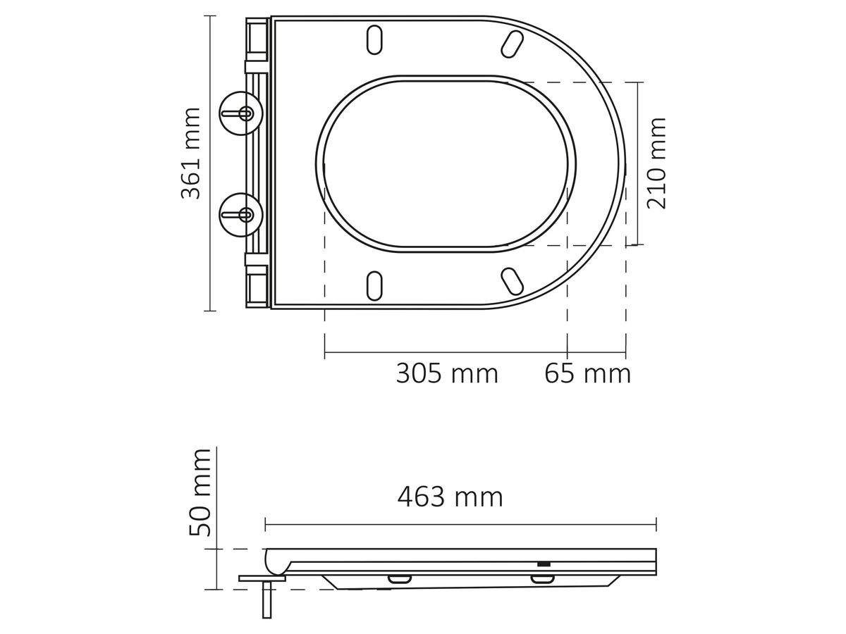 Differnz Toiletzitting - D-vorm - Softclose - Zwart