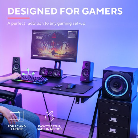Trust GXT 658 Tytan - Gaming Speakerset - 5.1 Surround - 180W Piekvermogen - Zwart