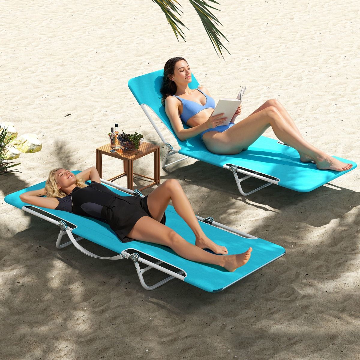 Coast Opvouwbare Ligstoel 2-Delig - 5 Standen Verstelbaar - Blauw - 186x55x30 cm