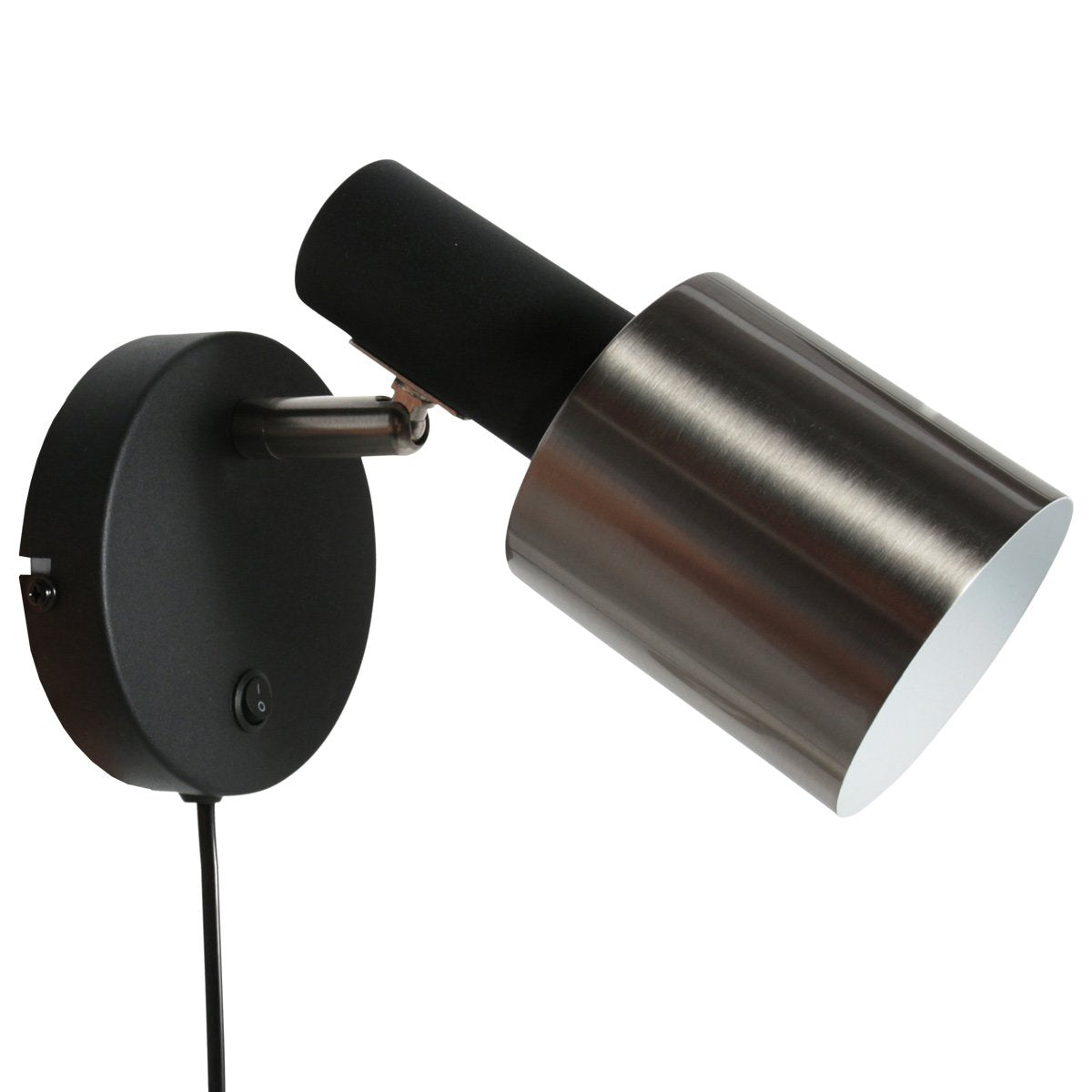 Wandlamp Fjorgard 4848ZW - Zwarte metalen wandlamp met een diameter van 20 cm, draaibaar en kantelbaar, merk Anne Light Home, stoer ontwerp voor binnengebruik
