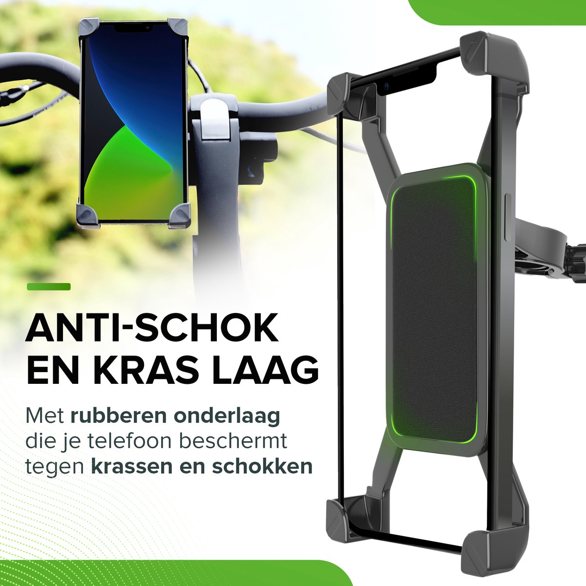 iSetchi CycleSnap Telefoonhouder voor Fiets , Motor & Scooter / Brommer - Anti-Schok laag- Draaibaar & Verstelbaar - Universeel - GSM Mobiel Houder - Fietshouder