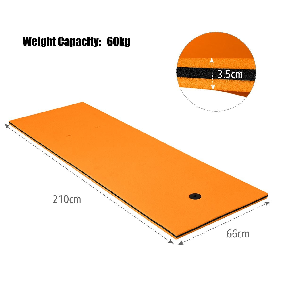 Coast Watermat Drijfmat - Max. 60 kg - 210 x 66 kg - Oranje