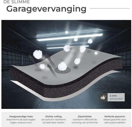 tectake® Autohoes - Autozeil voor Buiten - Hagelbescherming - Waterdicht Deken met 3 Verstelbare Spanbanden - Ademend - Auto Beschermhoes met Opbergtas - Compatibel met vele modellen - Afmeting (LxBxH) 520 x 185 x 145 cm - Voor SUV of Busje
