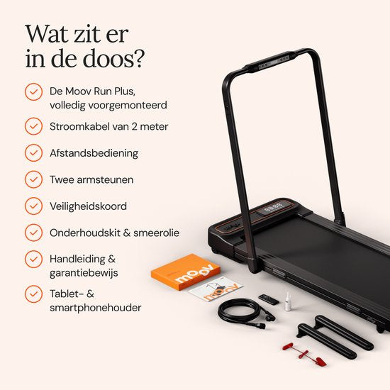 Moov Run Plus Loopband Inklapbaar - Walking Pad – Hellingsfunctie 15% - Opvouwbare Wandelband - Treadmill 1-14 km/u – Incl. Accessoires