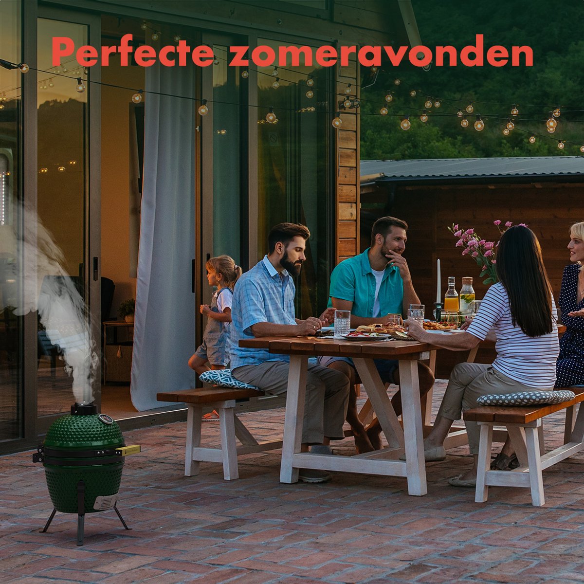 KitchenBrothers Kamado BBQ - 27 cm - Keramische Houtskool barbecue - tot 1000°C
