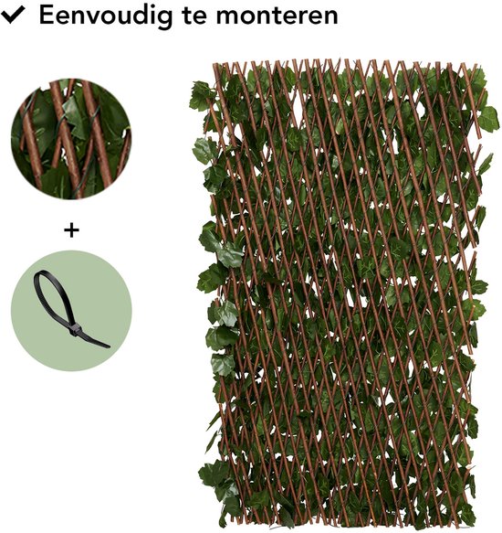 Brixy Kunsthaag – Uitschuifbaar – 180 x 90 cm – Kunstklimop – Kunstplanten Voor Buiten En Binnen – Namaak Plant – Kunst Klimop – Uittrekbaar – Tuinscherm – Balkonscherm