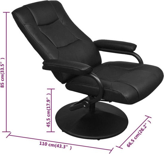 vidaXL - Tv-fauteuil - met - voetenbankje - kunstleer - zwart