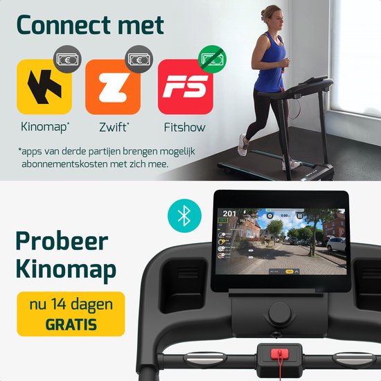 Fitage Loopband voor Thuis - Hellingsfunctie - Bluetooth - 1-12 km/u - Inklapbaar - 100 x 64 x 25 cm - Zwart