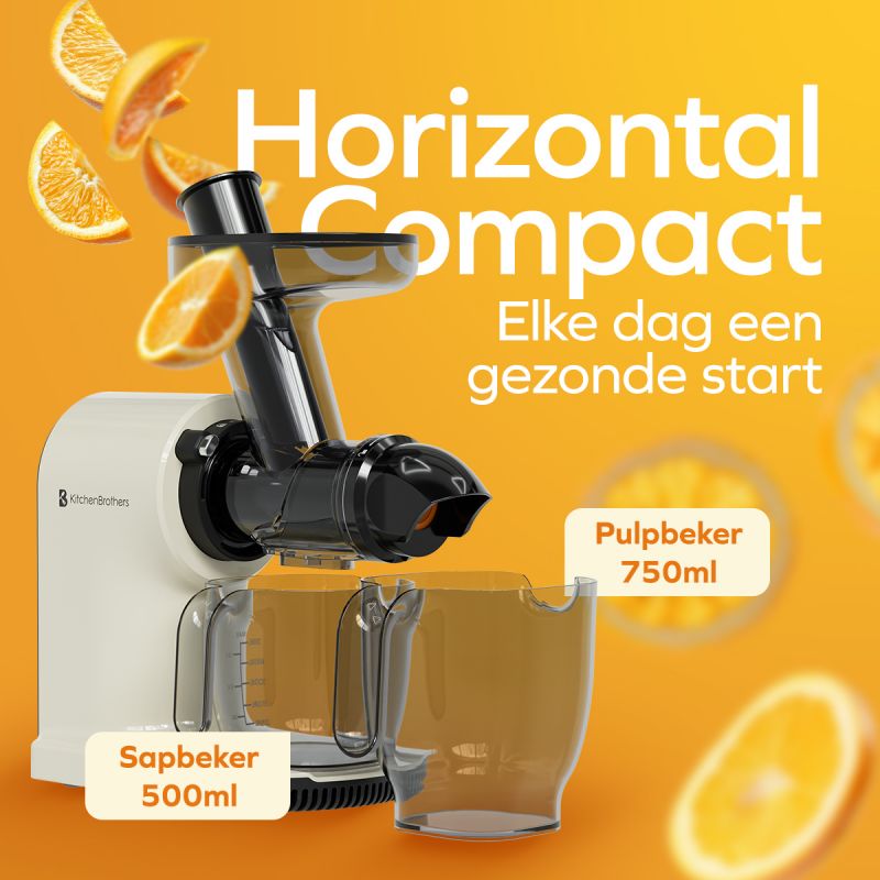 Kitchenbrothers Slowjuicer Compact - 45 mm - 750 ml - Champagne