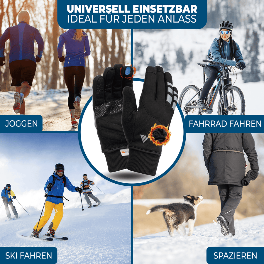 MIVELO THERMO-FIT Winterhandschoenen - Thermisch Fleece & 3M Thinsulate - Zwart - Unisex - Maat L