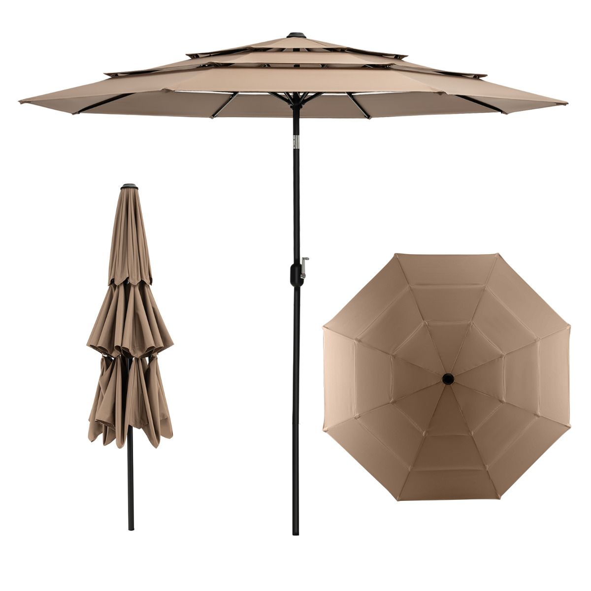 Coast Tuinparasol - 300cm - Bruin - 45 Graden Kantelbaar
