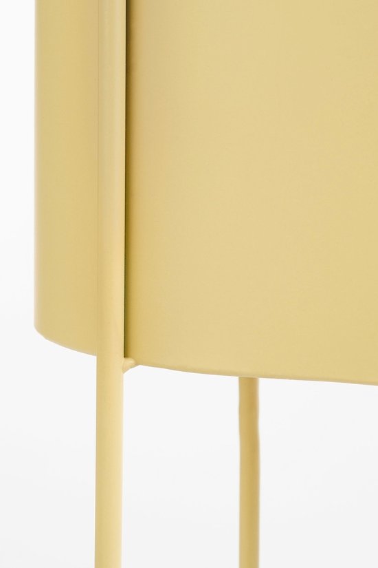 Mica Decorations Moritz Bloempot op Standaard - Plantenpot L55 x B24 x H65 cm - Plantenstandaard op IJzer - Bloempot Binnen of Buiten - Beige