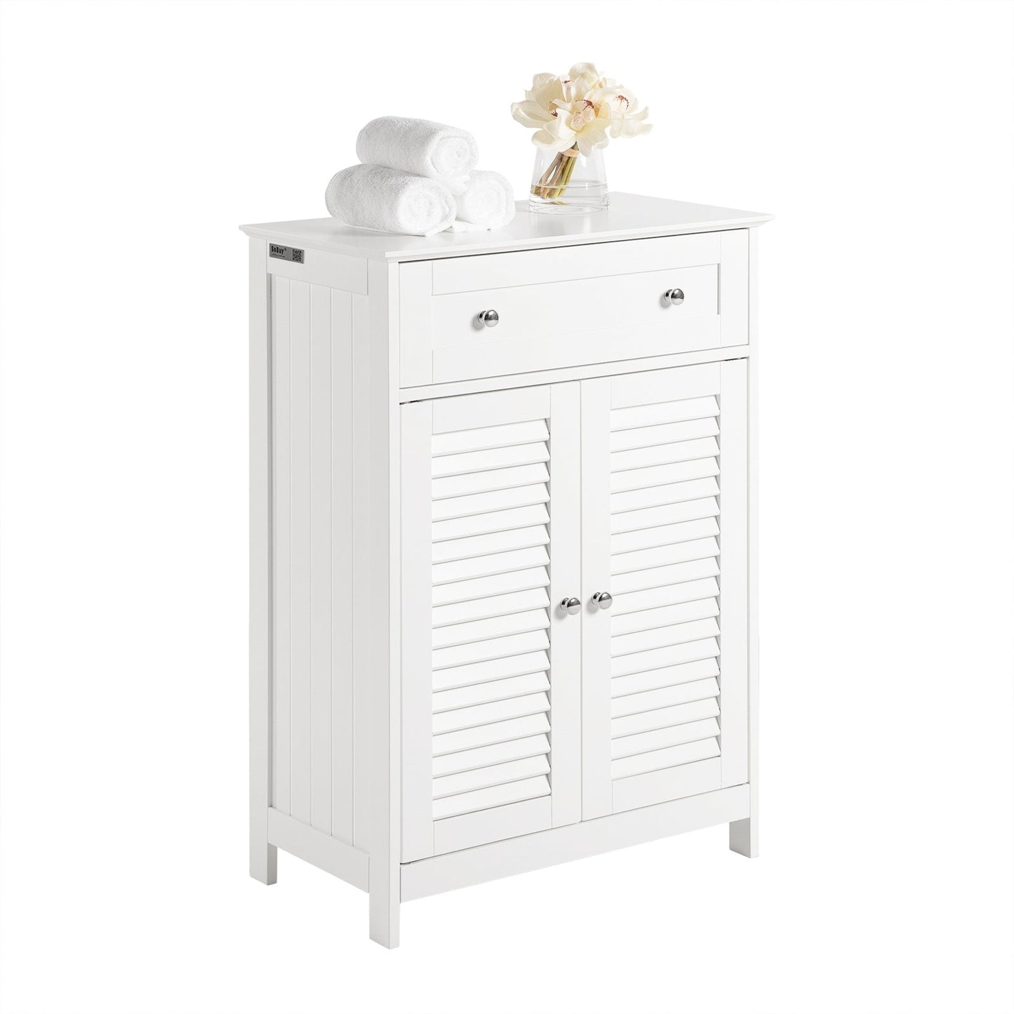 SoBuy Badkamerkast - Lade en 2 Deuren - MDF - Wit - 60x87x35 cm