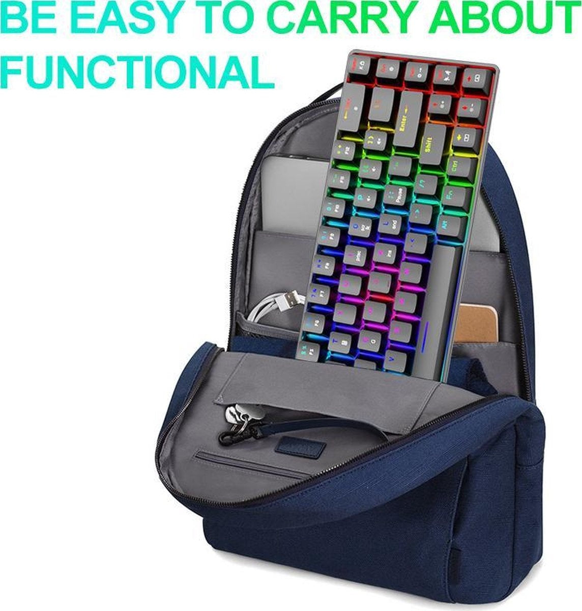T8 RGB Mechanisch 68Keys gaming toetsenbord - Windows/Mac game toetsenbord - Brown Switch - QWERTY - Mechanical Keyboard - Zwart