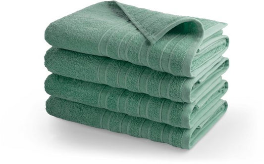 DoubleLife Handdoeken XL 70x140 cm - Set van 4 - 100% Katoen, waarvan 50% Gerecyclede Katoen - GRS Gecertificeerd - Stone Green
