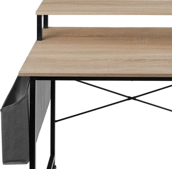 tectake® - Bureau Everett - 80 cm breed - computertafel - met plank en organizer - lichtbruin – 404663