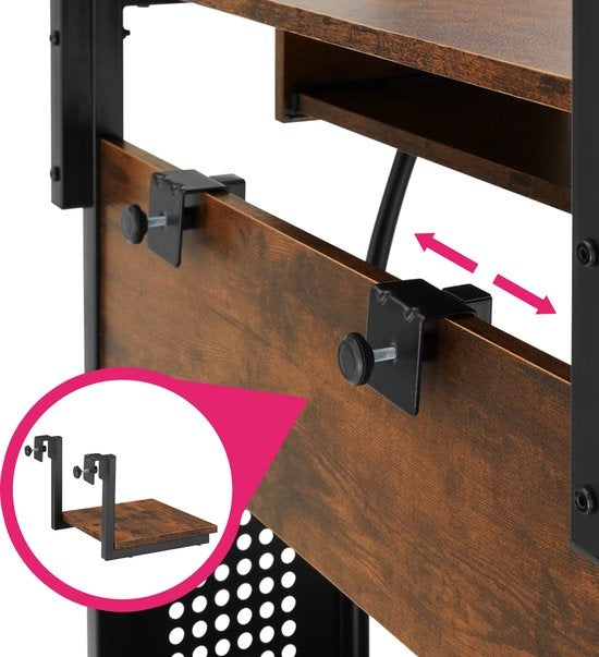 tectake - verrijdbaar Bureau Fife 80 x 65,5 x 130,5cm - industrieel donkerbruin - 404726