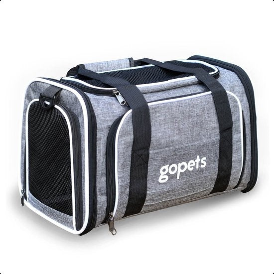 Gopets Draagtas Hond en Kat – Hondentas – Reistas – Kattentas – Geschikt Voor Vliegtuig – Tot 5,5KG – Grijs – 40 x 25 x 25 cm – M