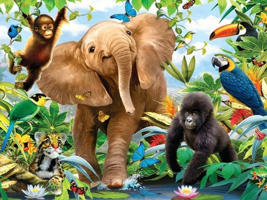 Rubye® Diamond Painting Volwassenen - Diamond Painting Kinderen - Jungle Dieren - 30x40cm