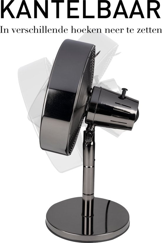 Lifetime Air Tafelventilator - 230V - Bureau Ventilator 30CM - 3 Snelheden - Oscillerende Functie - Kantelbaar - Zwart