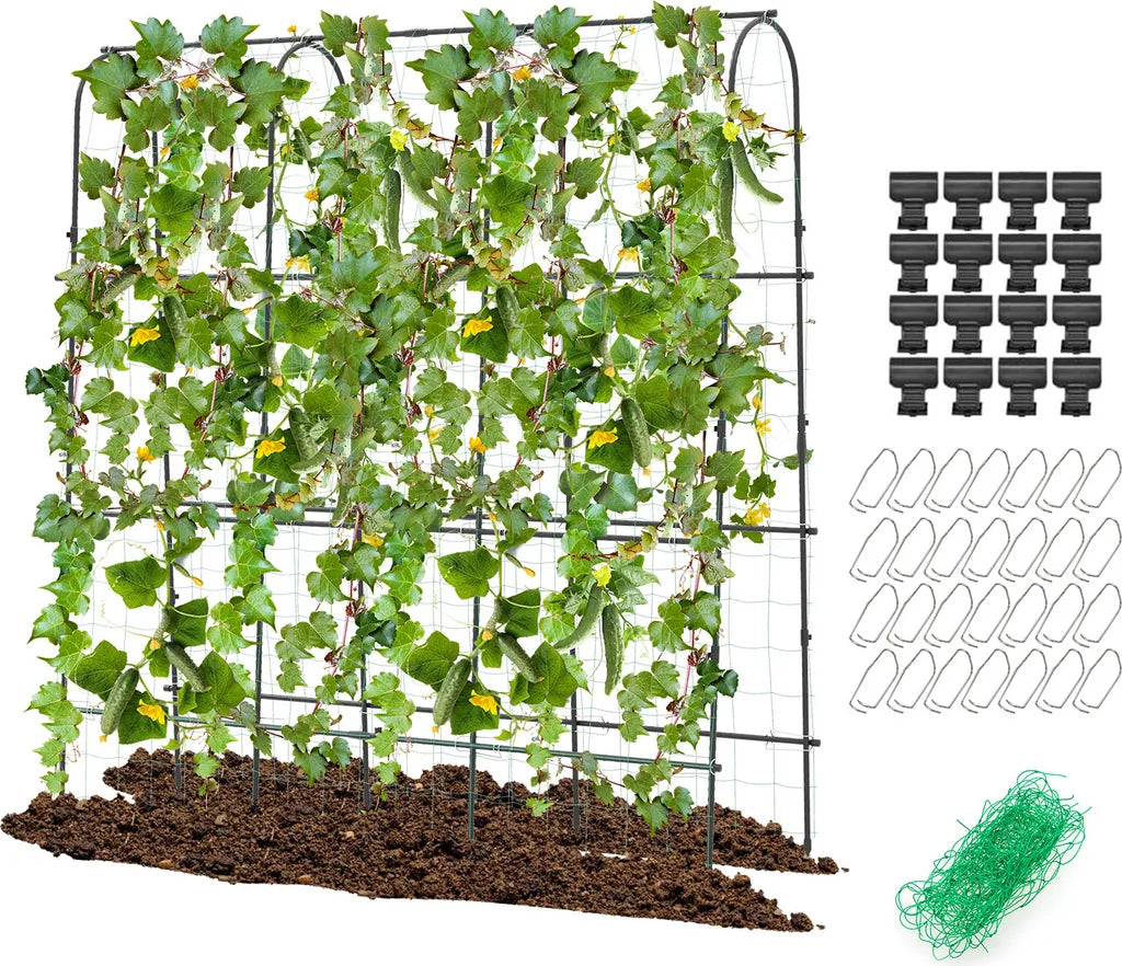 Coast Komkommerrek Zwart – Verstelbaar Plantenrek met Net – 179 x 32-65 x 180 cm