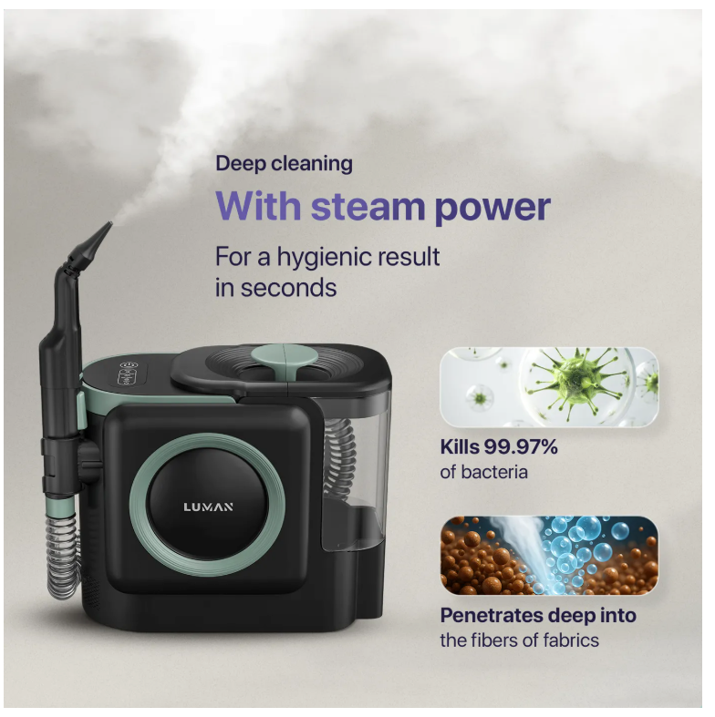 LUMAN 10 in 1 Tapijtreiniger Pro 1800W - 100°C Stoomfunctie en Zelfreinigend - Vlekkenreiniger - Stoomreiniger - Zetelreiniger - Reiniger voor bank, vloer, auto en tapijt - 7 Meter Snoer