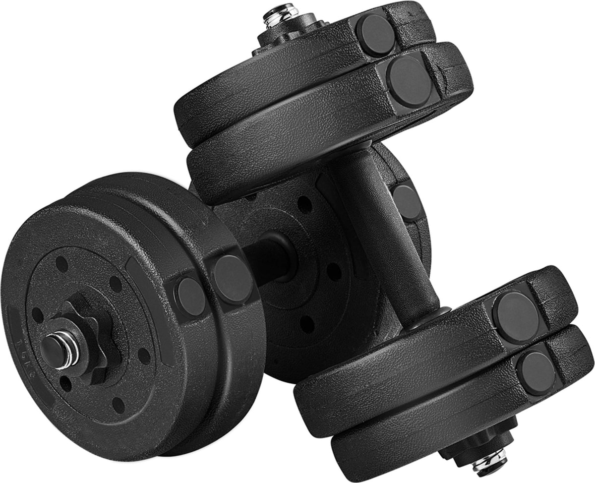 Yaheetech verstelbare dumbbell set 2x 15 kg zwart - 33,7 cm halterstang - Ø30 mm grip