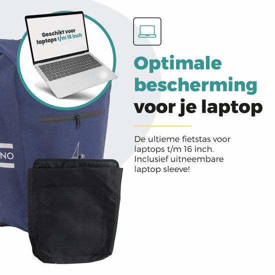 Voltano Luxe E-bike Fietstas 28L – Marine Blauw – Pakaftas Met Laptop vak – 100% Waterdicht - Met Schouderband
