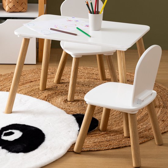 Atmosphera Kids Set Tekentafel/Kindertafel + Kinderstoelen - 58x38x43cm - Wit