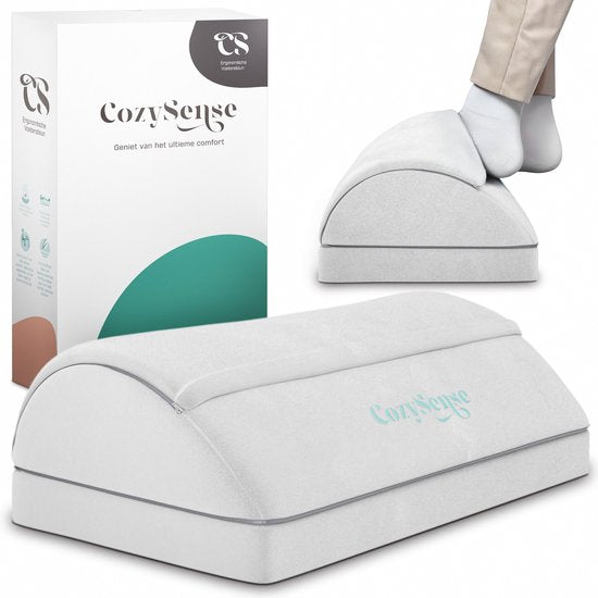 CozySense® Voetensteun Bureau - Ergonomisch Voetenbankje met 2 Hoogtes - Anti-Slip & Wasbare Sherpa Hoes - Voetenkussen voor Thuis & Kantoor - Grijs
