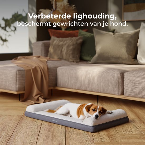 CozySense® Orthopedisch Hondenkussen 100 X 70 cm - Maat XL - Waterdicht - Geschikt Als Benchkussen & Hondenbed - Wasbare Hoes - Wit