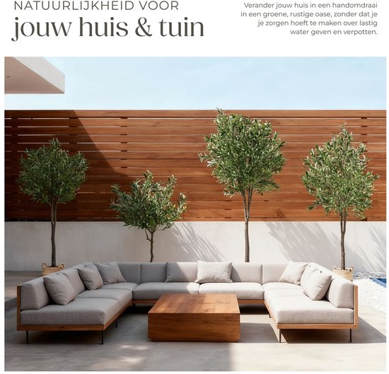 tectake® Kunstmatige Olijfboom Oleand – Mediterrane Kunstplant met Realistische Bladeren en Olijven – Onderhoudsvriendelijk en Veelzijdig – Inclusief Stevige Bloempot – Hoogte: 150 cm