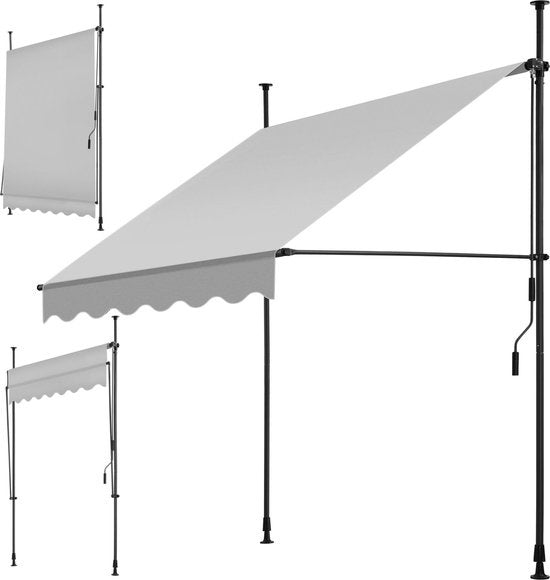 tectake Zonnescherm Verstelbaar – Zonneluifel - 150 x 180 cm - Lichtgrijs