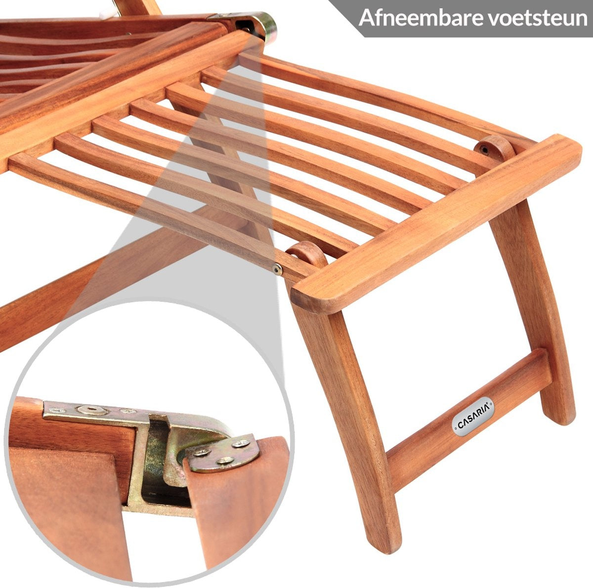 Casaria Ligstoel Queen Mary – Acaciahout 169x54x95cm - Bruin
