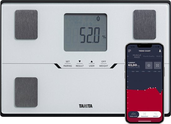 Slimme Weegschaal met Lichaamsanalyse - Japanse Technologie - Personenweegschaal Digitaal - met App - Nauwkeurig voor Gezondheidsmonitoring - TANITA® - BC-401 Wit